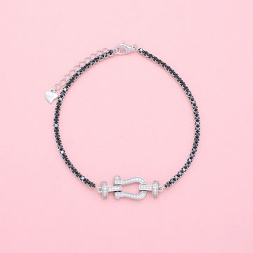 Pulsera de Plata .925 Tejido Tenis con Diseño Brillante Incrustado con Zirconia Oscura mod. 1379