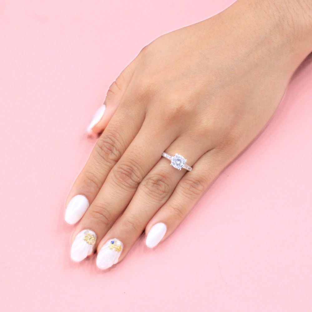 Anillo Solitario de Plata .925 con Zirconias Finas y Brillantes mod. 1148