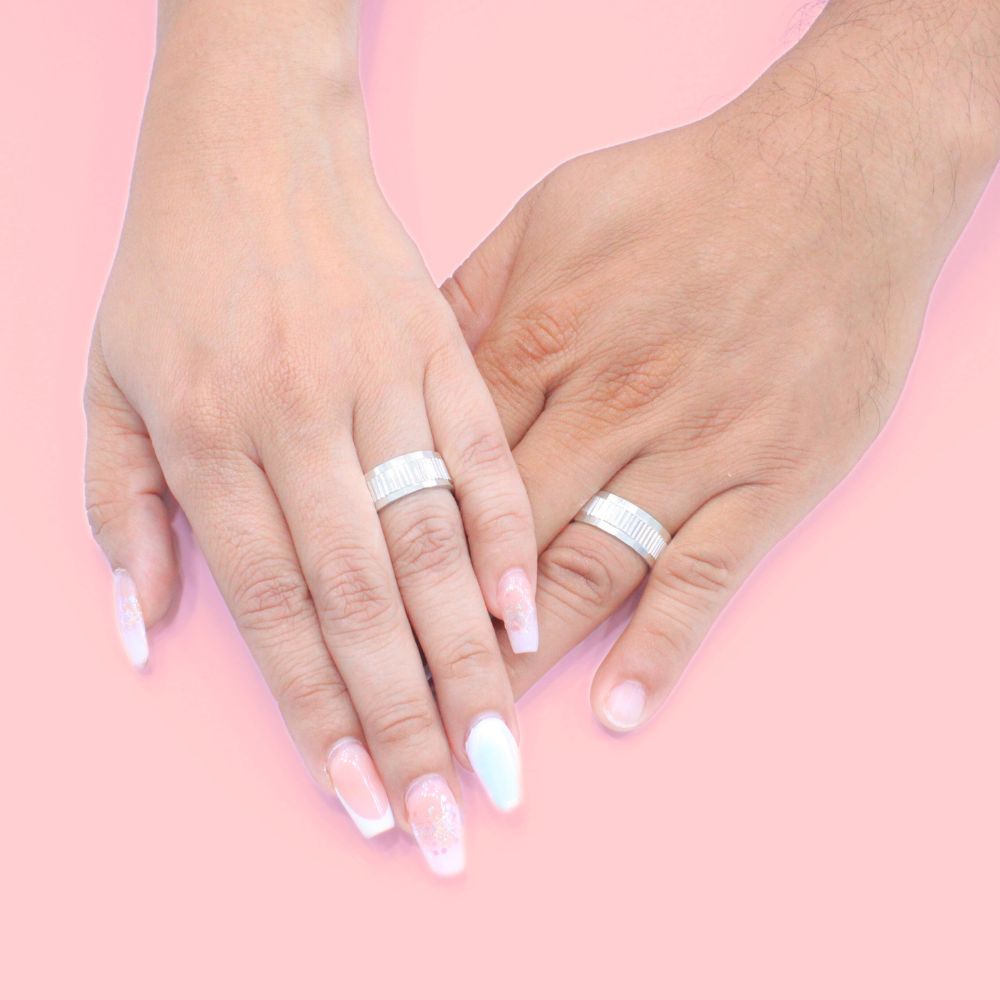 Argollas de Matrimonio de Plata .925 con Diamantado Rayado mod. 1269