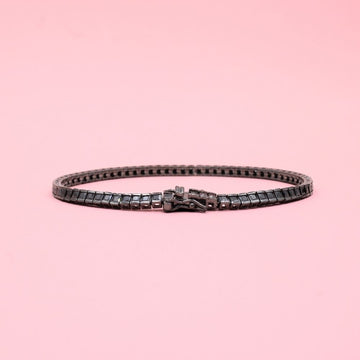 Pulsera de Plata Negra .925 Tejido Especial Tenis con Zirconias Negras de Corte Fino mod. 1278