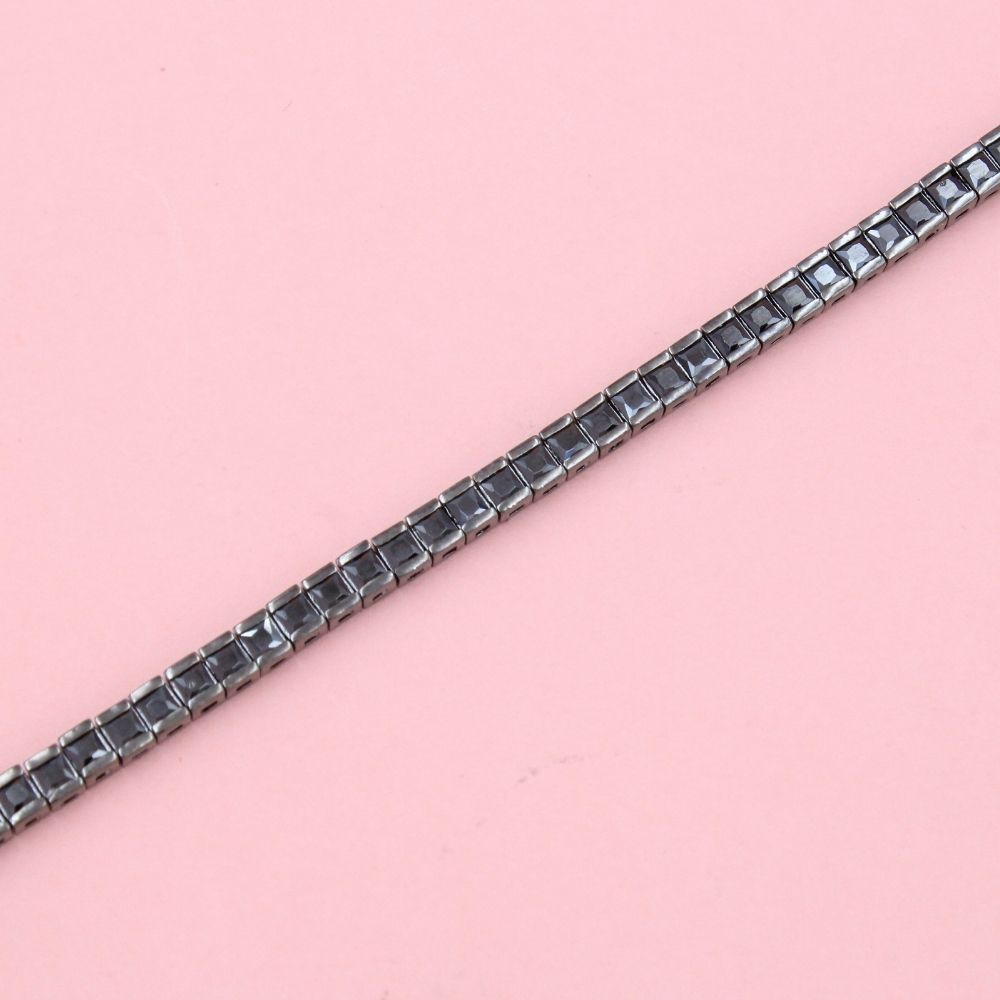 Pulsera de Plata Negra .925 Tejido Especial Tenis con Zirconias Negras de Corte Fino mod. 1278