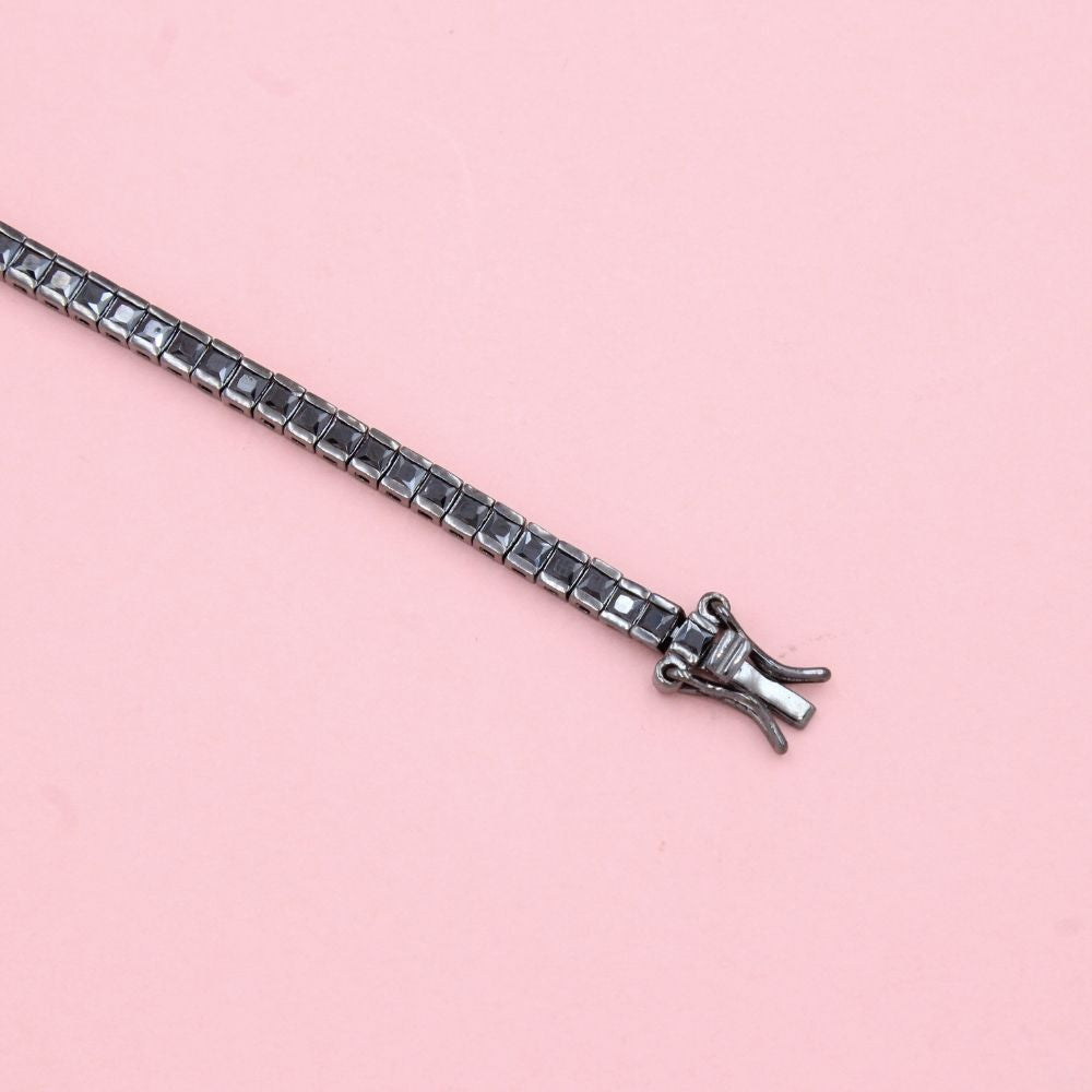 Pulsera de Plata Negra .925 Tejido Especial Tenis con Zirconias Negras de Corte Fino mod. 1278