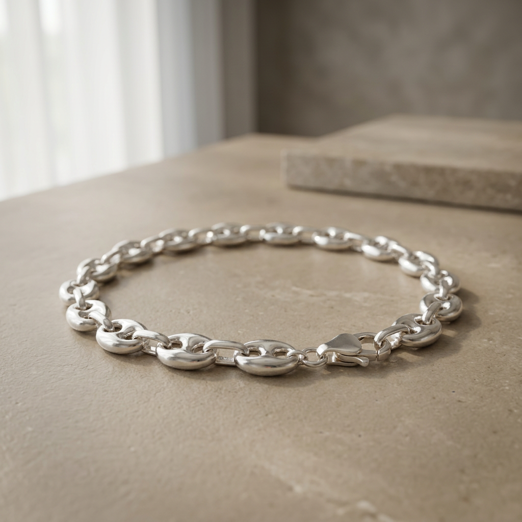 Pulsera de Plata. 925 de Ancla Especial Brillante y Ancho mod.3288