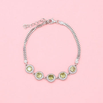 Pulsera de Plata .925 con Tejido Cubo, Zirconias y Peridot mod. 0994
