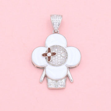 Dije de Plata .925 Diseño Especial Mascota Trébol Incrustado con Zirconias mod. 1356