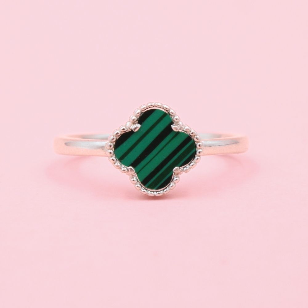 Anillo de Plata .925 Trébol de Malaquita mod. 1047