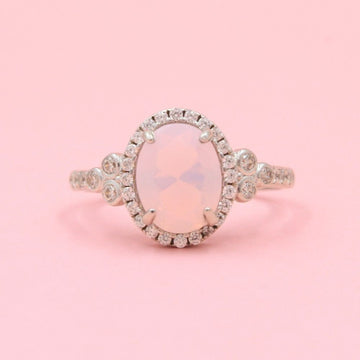 Anillo Especial con Zirconia Oval Color Rosa Pastel mod. 0732