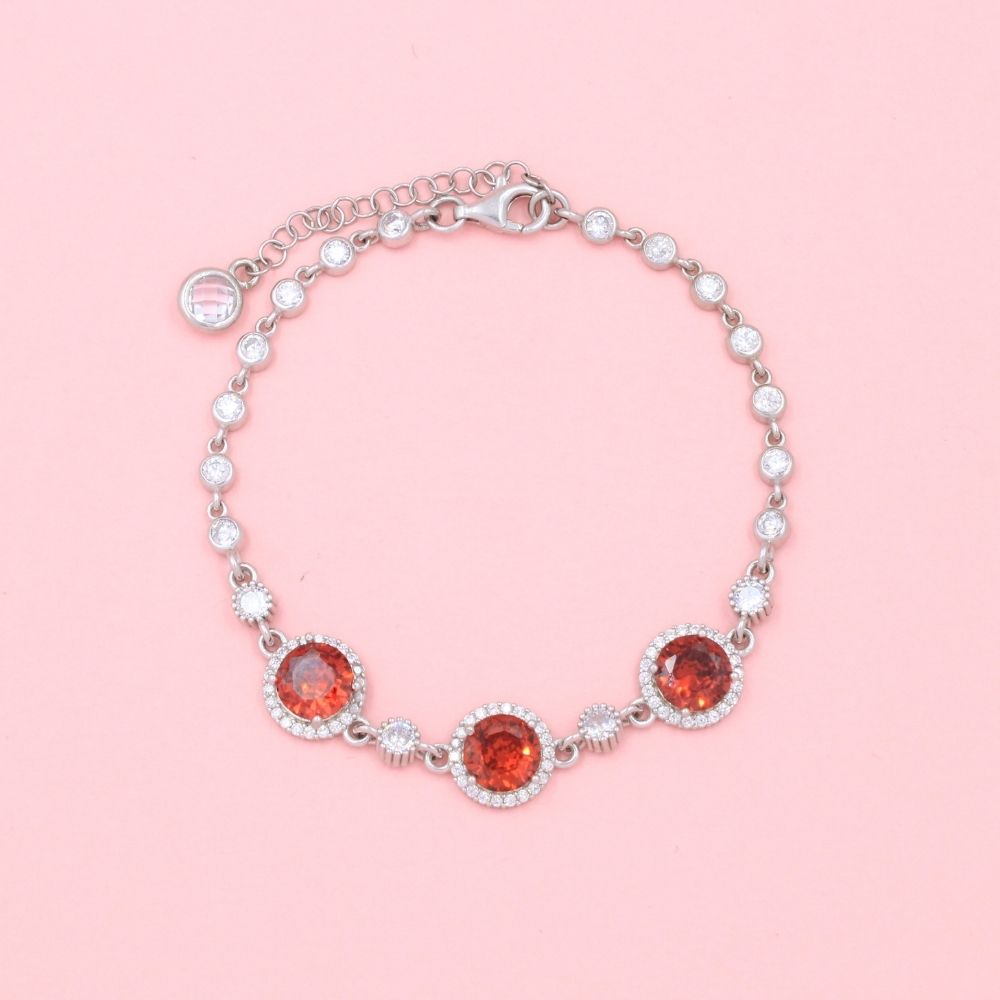 Pulsera de Plata .925 Diseño Elegante con Zirconias Finas y Zirconias de Fuego mod. 0995