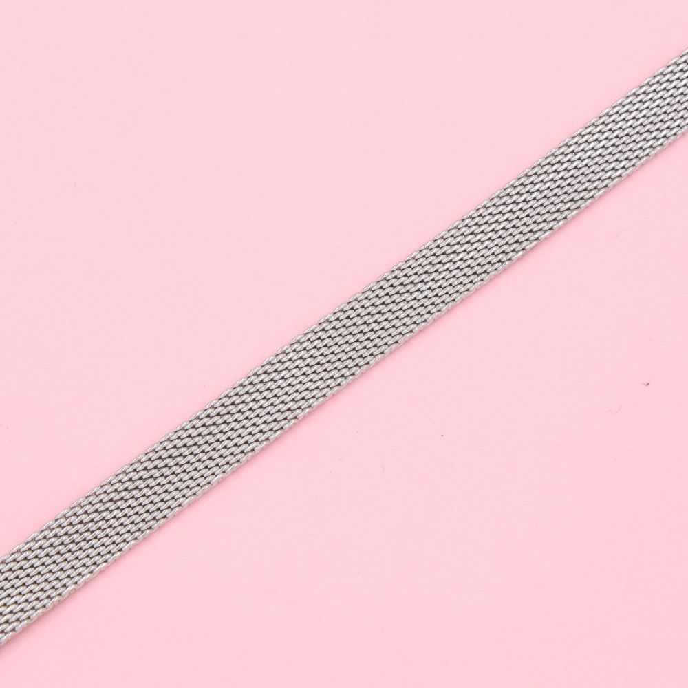 Pulsera de Tejido Plano Estilo Esfera con Broche Incrustado con Zirconias mod. 0811