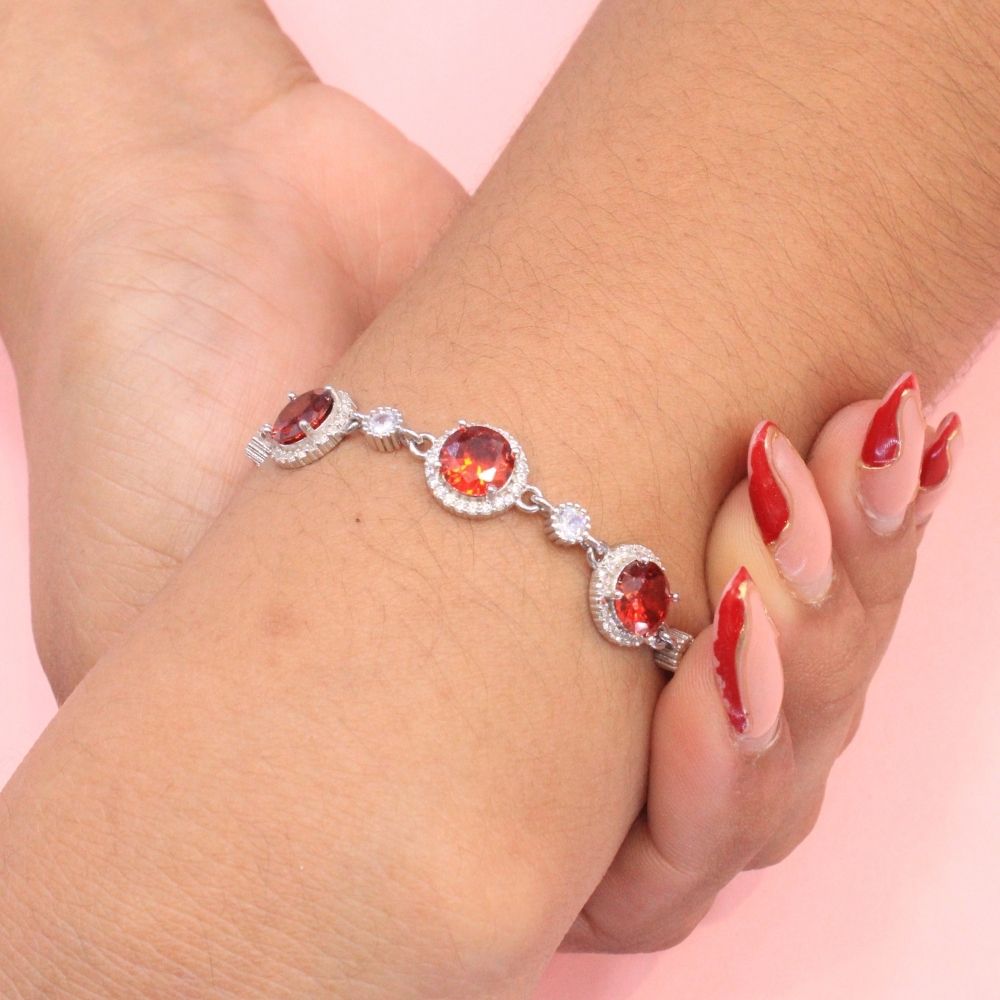 Pulsera de Plata .925 Diseño Elegante con Zirconias Finas y Zirconias de Fuego mod. 0995