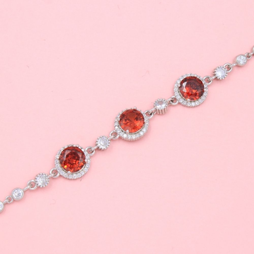 Pulsera de Plata .925 Diseño Elegante con Zirconias Finas y Zirconias de Fuego mod. 0995