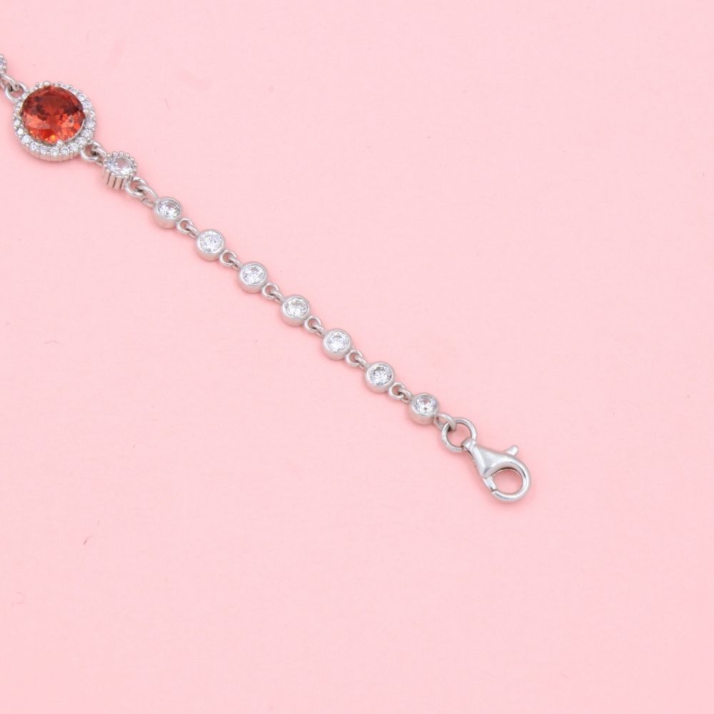 Pulsera de Plata .925 Diseño Elegante con Zirconias Finas y Zirconias de Fuego mod. 0995