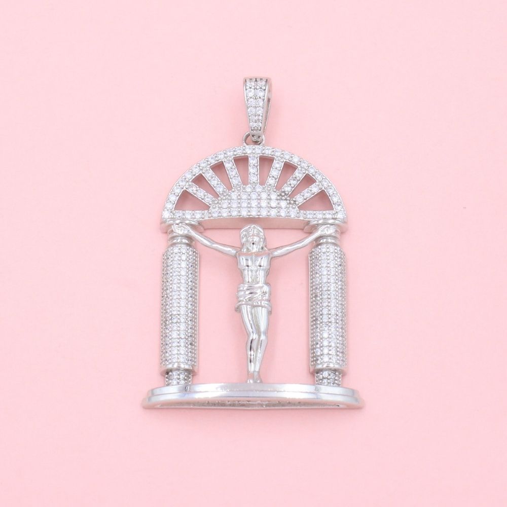 Crucifijo de Plata .925 Crucifixión de Jesús Incrustado de Zirconias mod. 1239