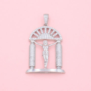 Crucifijo de Plata .925 Crucifixión de Jesús Incrustado de Zirconias mod. 1239