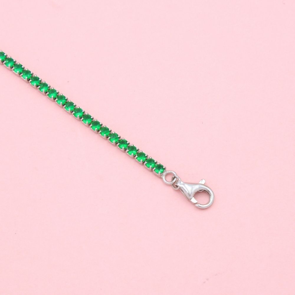 Pulsera de Plata .925 Tejido Tenis de Zirconias Verdes mod. 1271