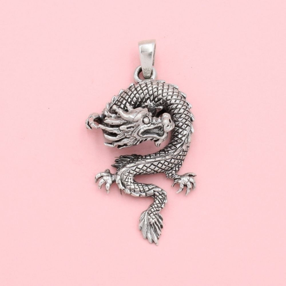 Dije de Caballero Plata .925 Dragon Oscuro Diseño Rodizado mod. 1359