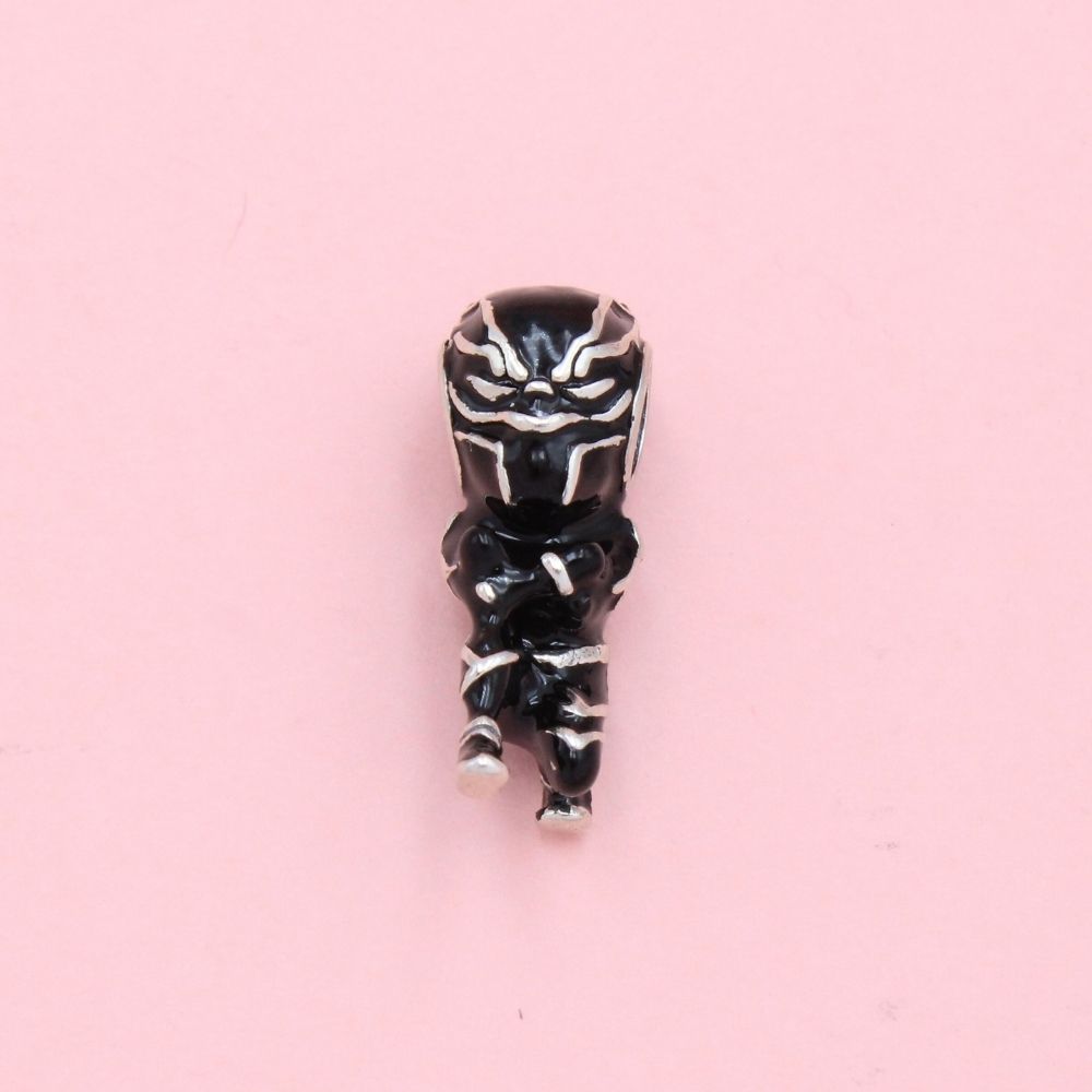 Charm de Plata .925 Black Panter Detallado con Esmalte Negro mod. 1326