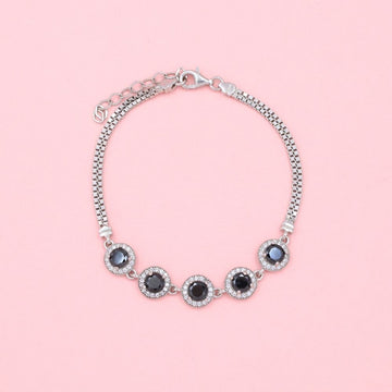 Pulsera de Plata .925 de Tejido Cubo con Incrustación de Ónix y Zirconias mod. 0997