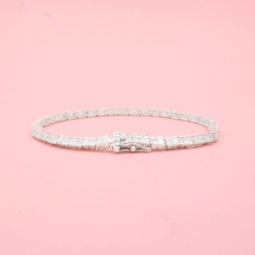 Pulsera de Plata .925 Tejido Estilo Tenis con Eslabones de Doble Zirconia mod. 1107