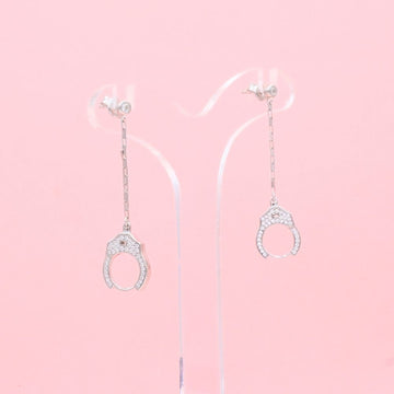 Arete Largo de Plata .925 Diseño en Forma de Esposas Incrustadas con Zirconias mod. 1213