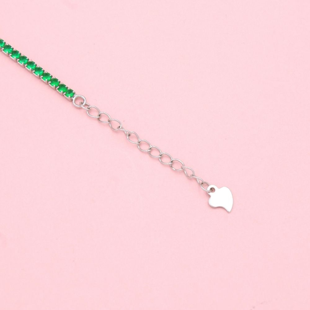 Pulsera de Plata .925 Tejido Tenis de Zirconias Verdes mod. 1271