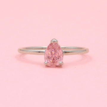Anillo Especial con Zirconia Gota Color Rosa mod. 0738