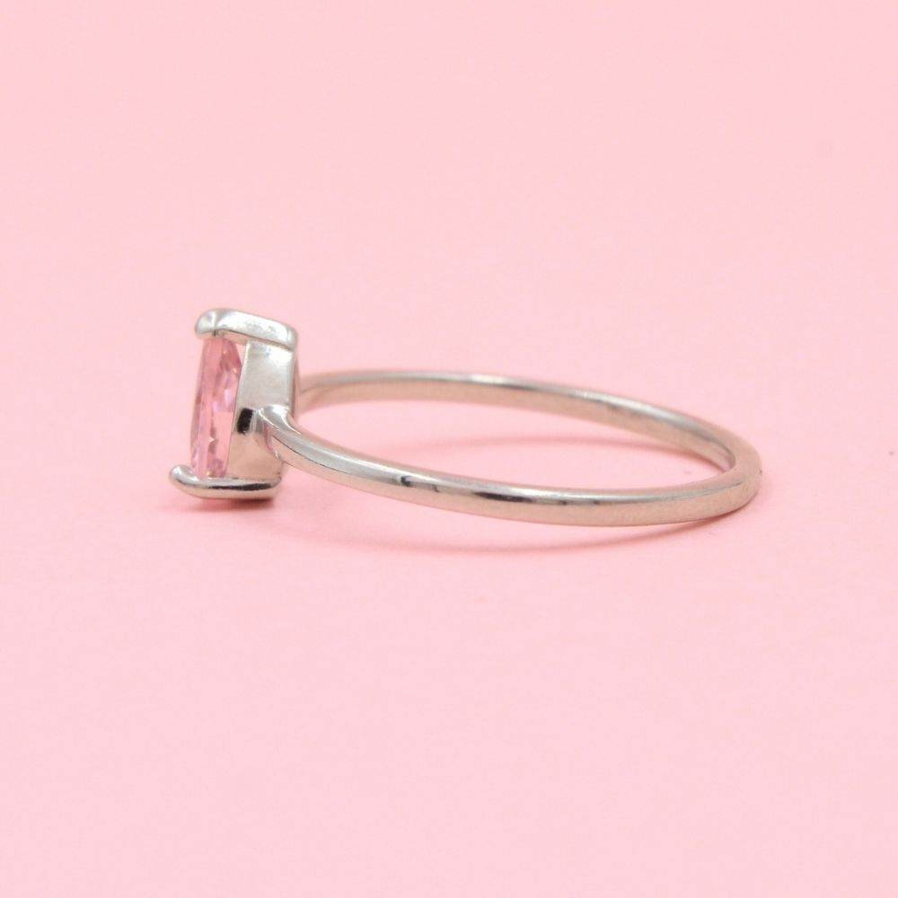 Anillo Especial con Zirconia Gota Color Rosa mod. 0738