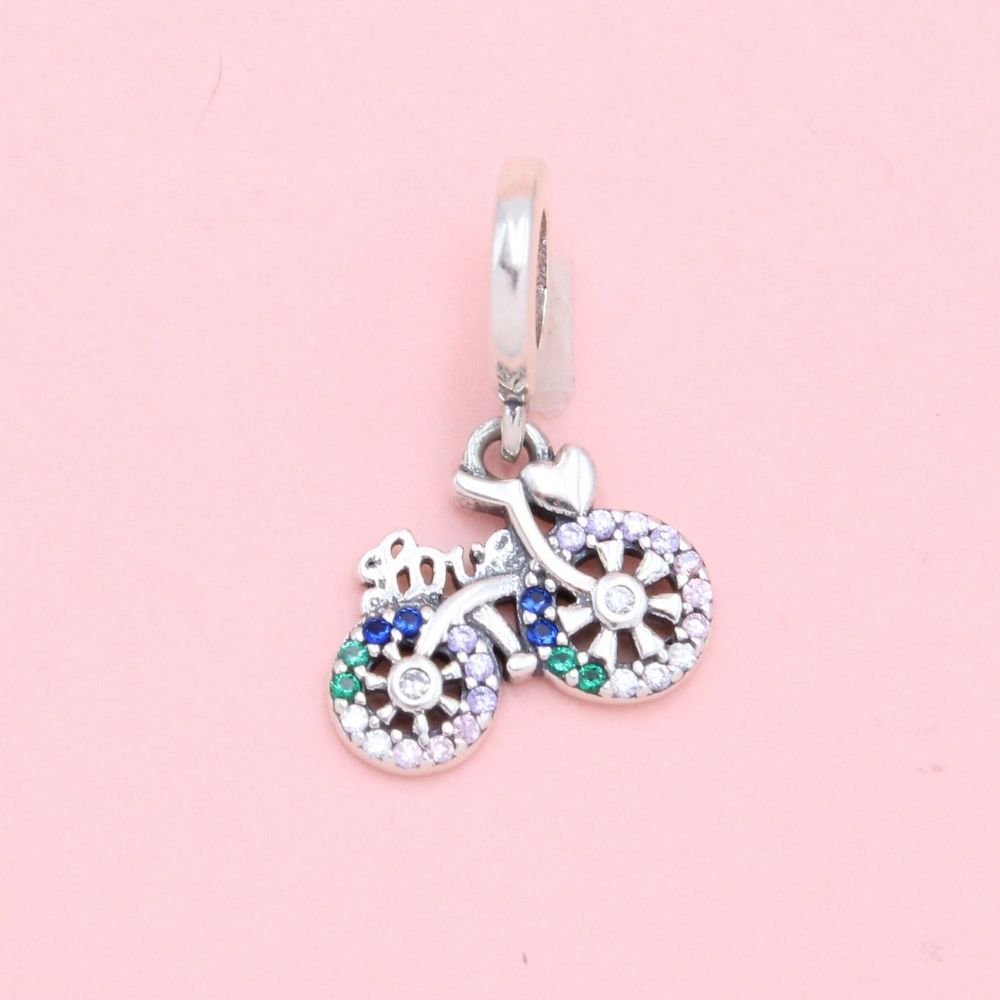Charm de Plata .925 Bicicleta Incrustada con Zirconias mod. 1329