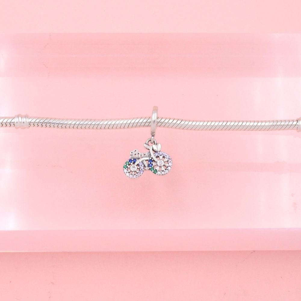 Charm de Plata .925 Bicicleta Incrustada con Zirconias mod. 1329