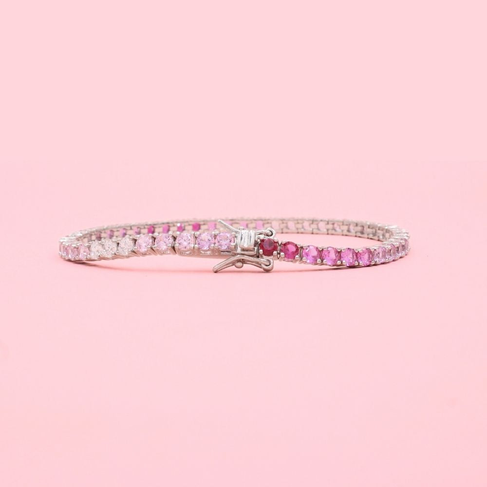 Pulsera de Plata .925 Tejido Tenis de Zirconias de Tonos Rosa mod. 1272
