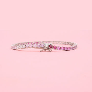 Pulsera de Plata .925 Tejido Tenis de Zirconias de Tonos Rosa mod. 1272