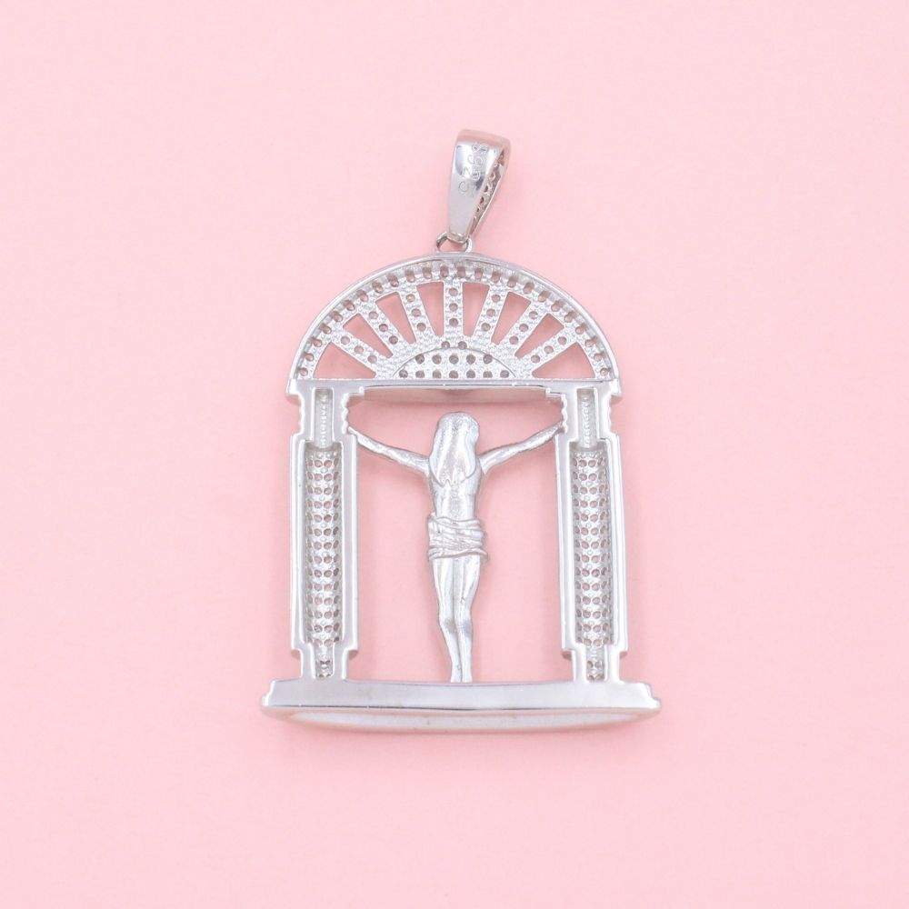 Crucifijo de Plata .925 Crucifixión de Jesús Incrustado de Zirconias mod. 1239