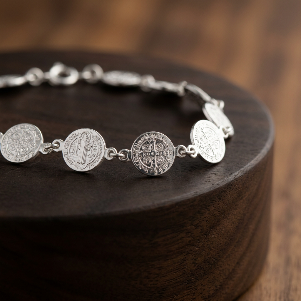 Pulsera de Plata. 925 Diseño de Sello de San Benito mod.3269