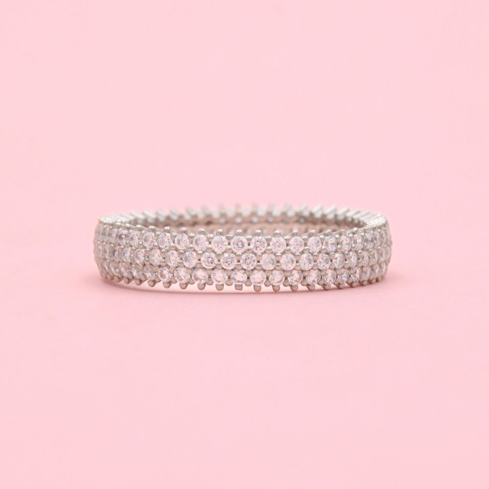 Anillo de Plata .925 Churumbela Elegante con Incrustación de Zirconias Finas mod. 1367