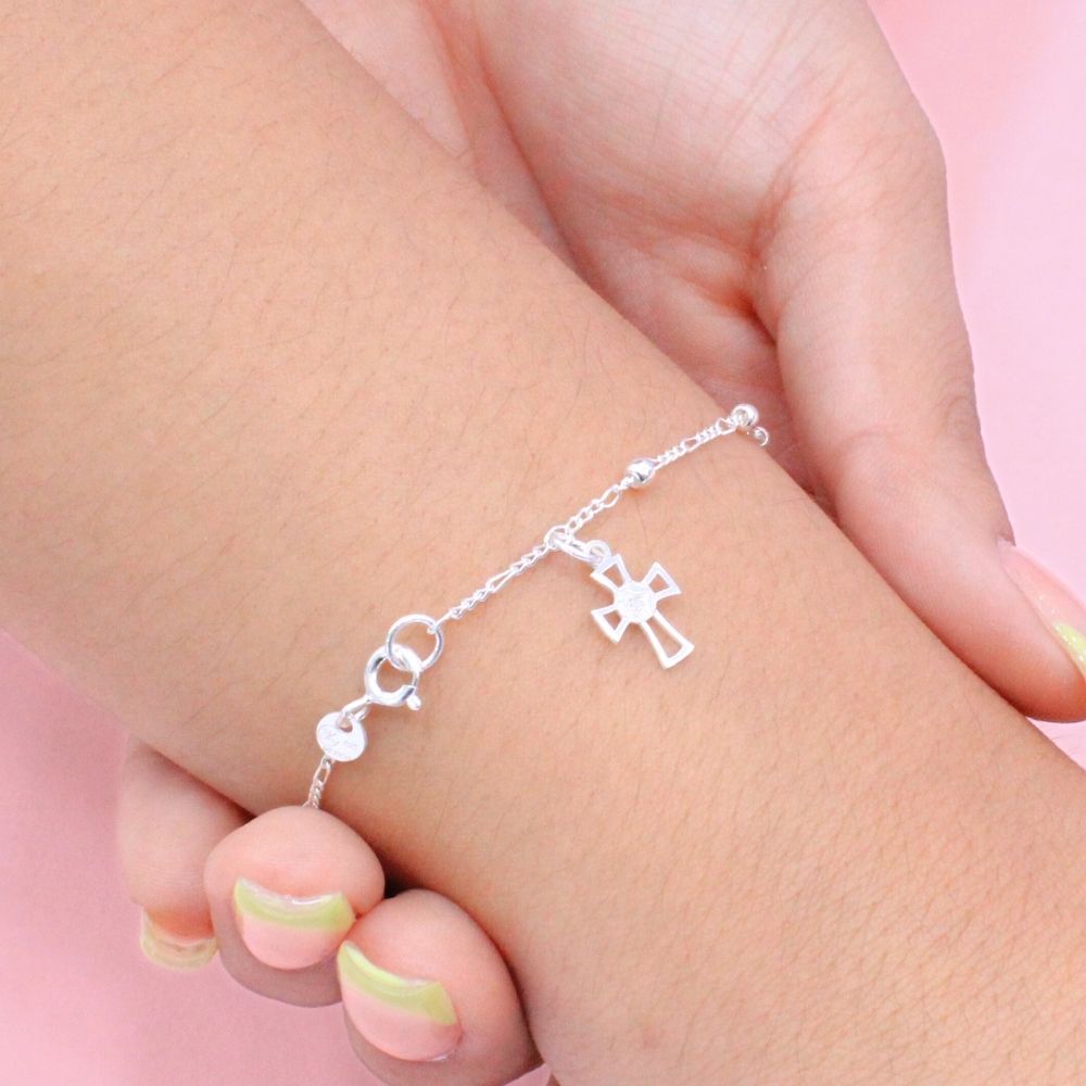 Denario Misterio con Esferas Lisas y Figura de Cristo en Cruz mod. 1389