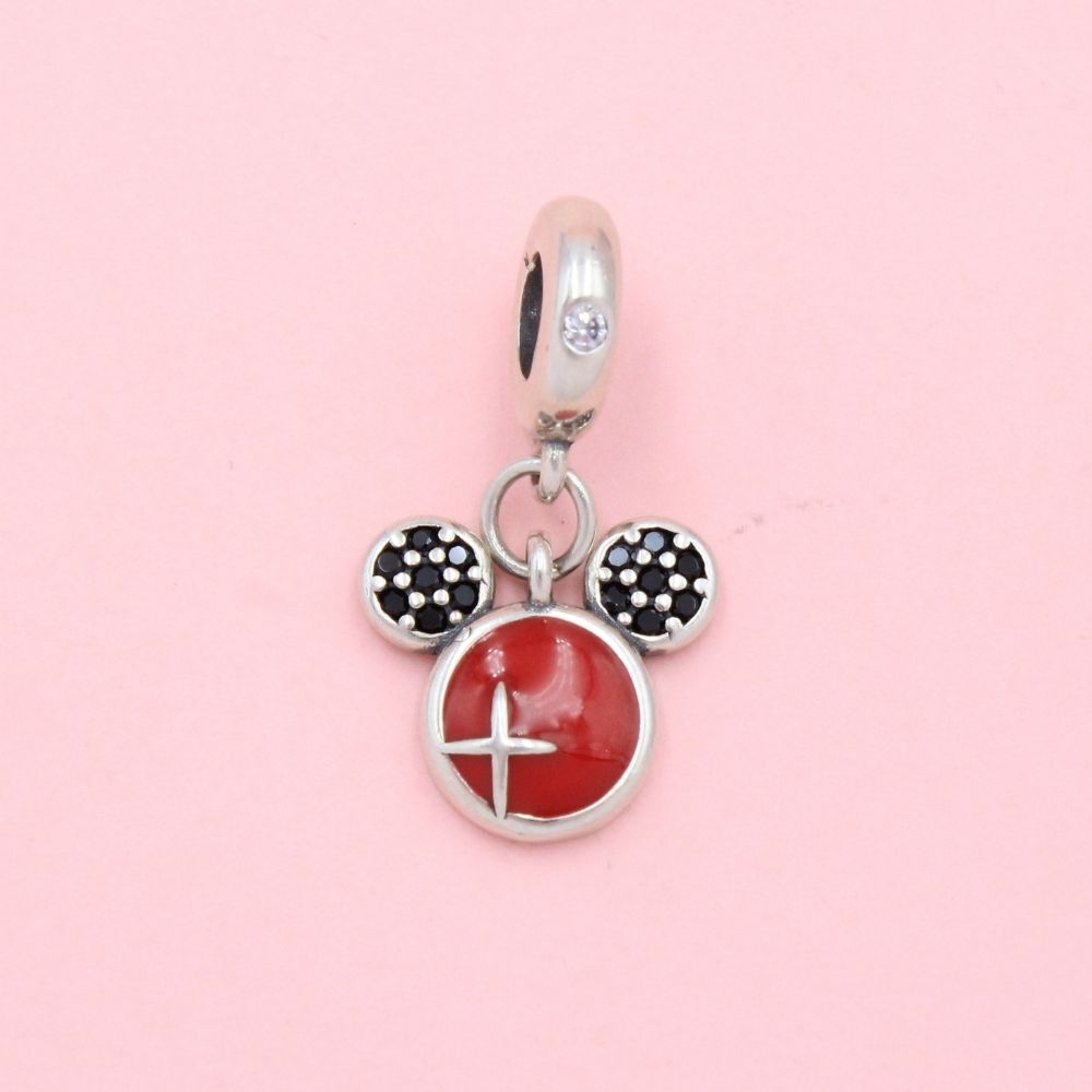 Charm de Plata .925 Mickey Mouse con Zirconias Finas y Esmalte Especial mod. 1296