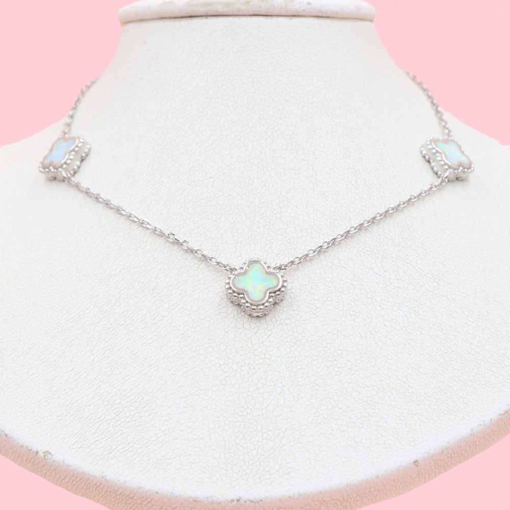 Gargantilla de Plata .925 Tréboles con Madre Perla mod. 1184