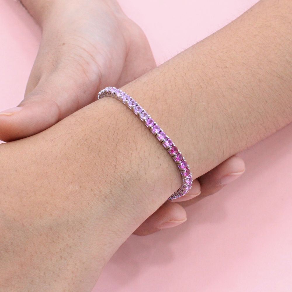 Pulsera de Plata .925 Tejido Tenis de Zirconias de Tonos Rosa mod. 1272
