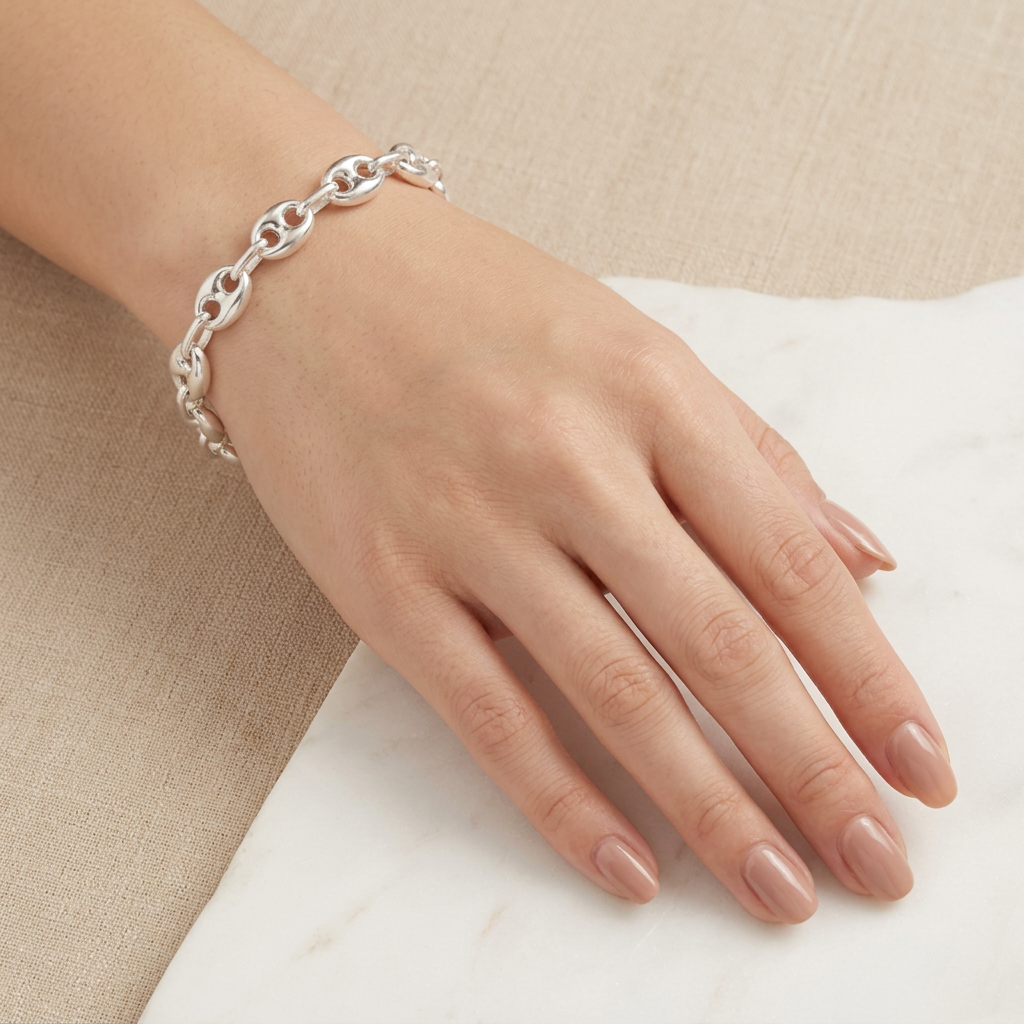 Pulsera de Plata. 925 de Ancla Especial Brillante y Ancho mod.3288