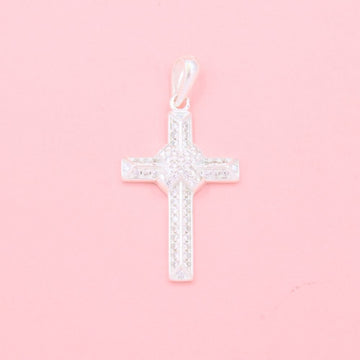 Cruz de Plata .925 Diseño Brillante con Incrustación de Zirconias mod. 1113