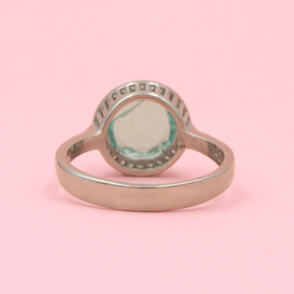 Anillo Especial con Zirconia Redonda Color Verde Zafiro mod. 0745