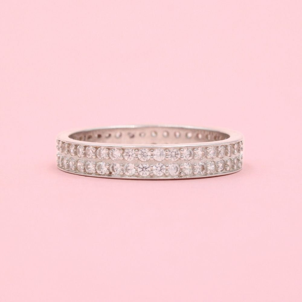 Anillo de Plata .925 Churumbela con Doble Fila de Zirconias Finas mod. 1370