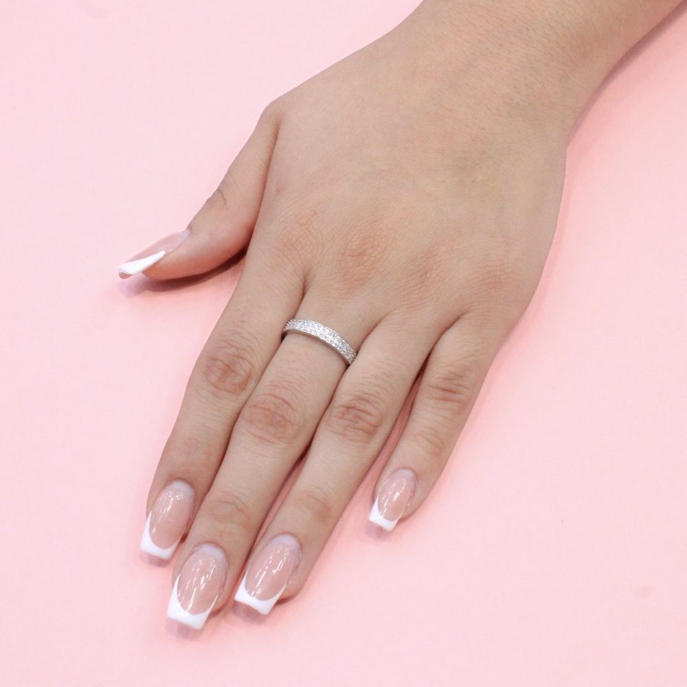 Anillo de Plata .925 Churumbela con Doble Fila de Zirconias Finas mod. 1370