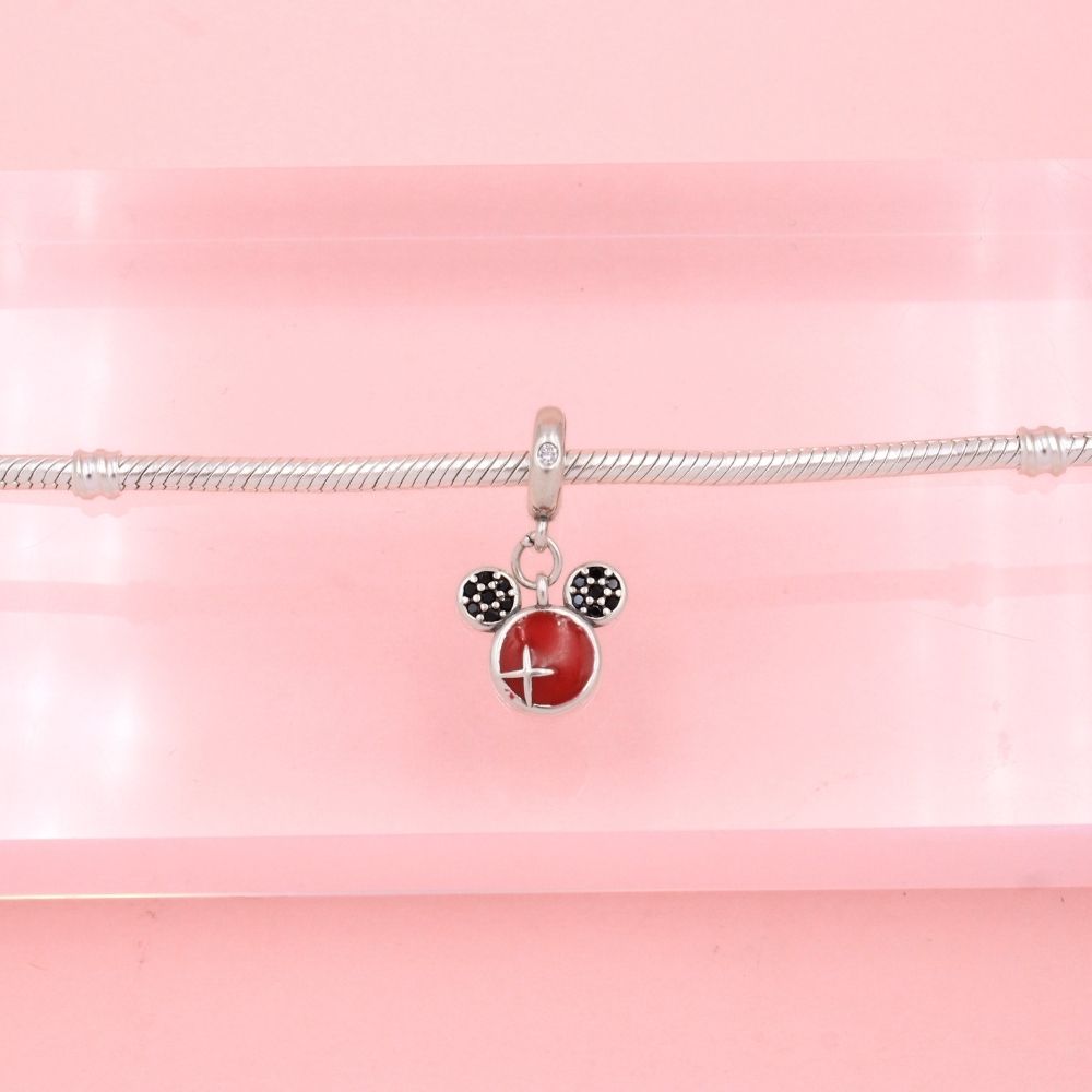 Charm de Plata .925 Mickey Mouse con Zirconias Finas y Esmalte Especial mod. 1296