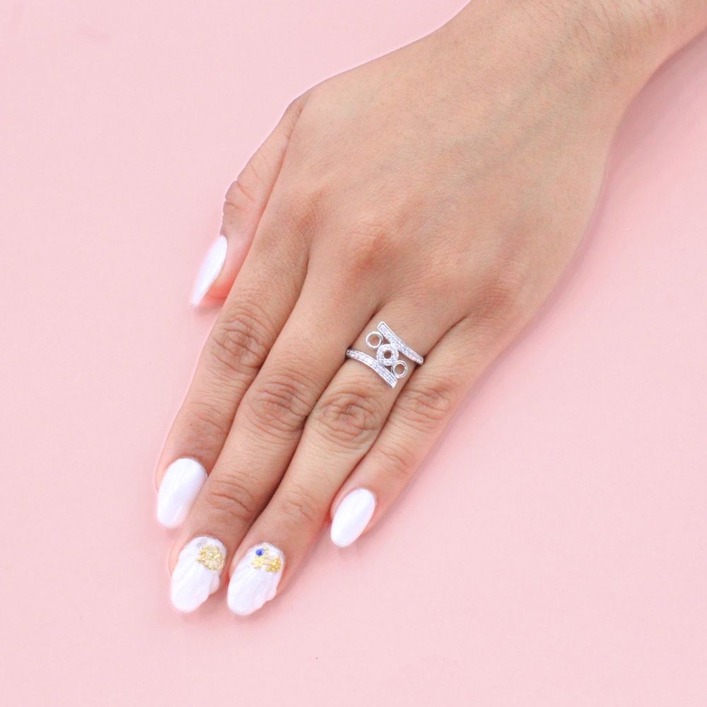 Anillo para Dama de Plata .925 con Diseño de Tres Aros con Zirconias mod. 1169
