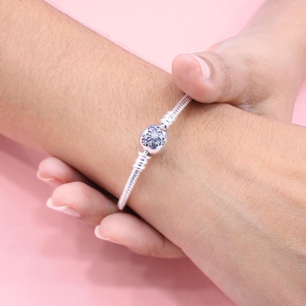 Pulsera Especial de Plata .925 Tejido Cola de Ratón con Broche de Corazón con Zirconias mod. 1285