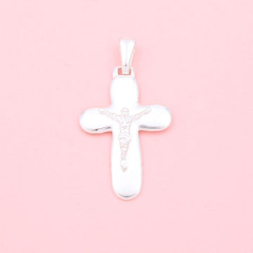 Crucifijo de Plata .925 en Diseño Liso y Brillante con Puntas Ovales mod. 1116