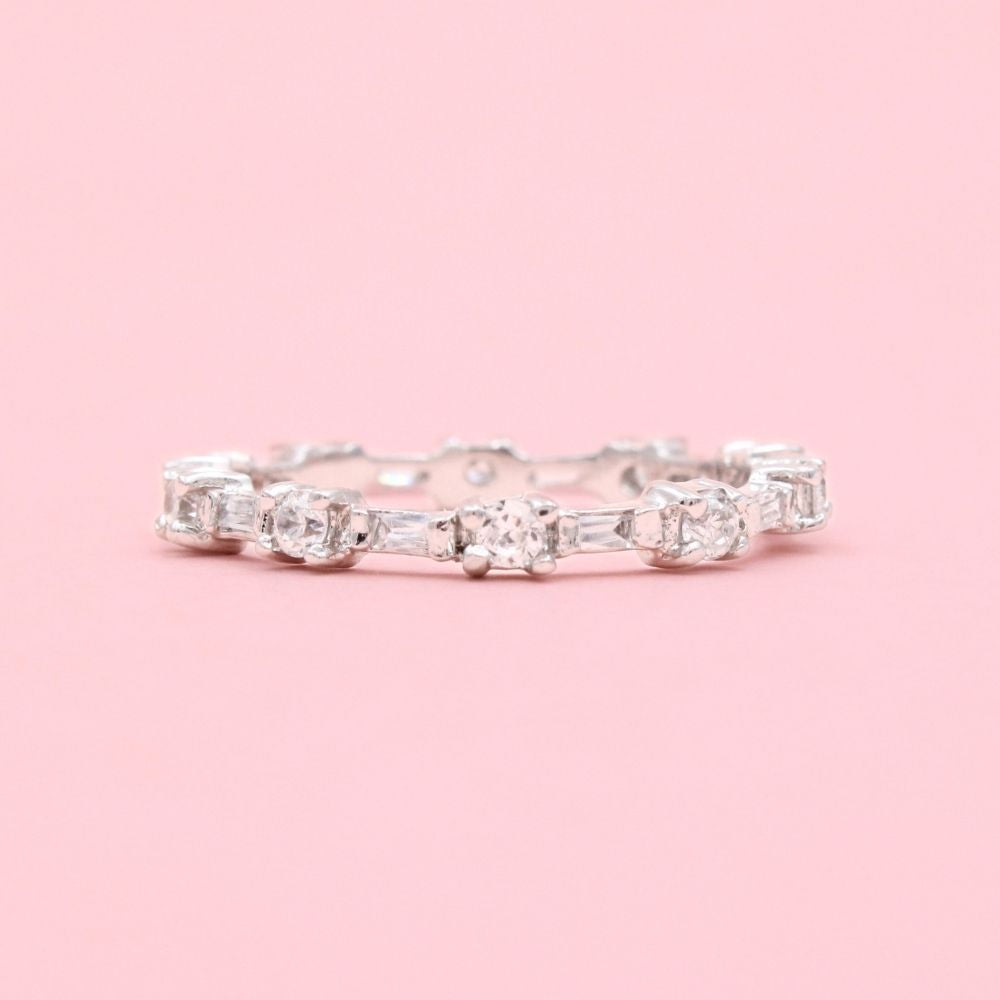 Anillo de Plata .925 Churumbela de Zirconias Finas Estilo Brillante mod. 1373