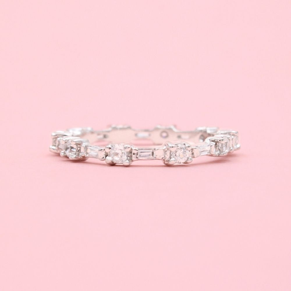 Anillo de Plata .925 Churumbela de Zirconias Finas Estilo Brillante mod. 1373