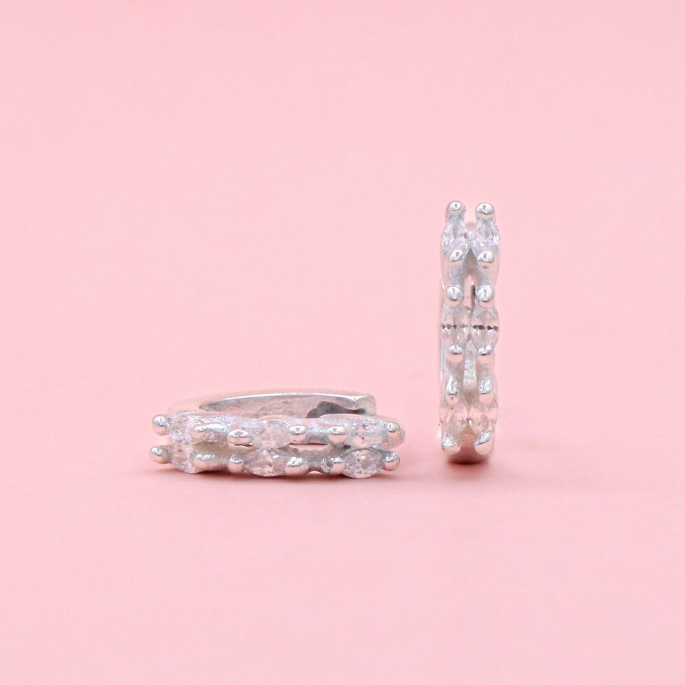 Grapa Elegante con Zirconias en Dos Filas mod. 1414